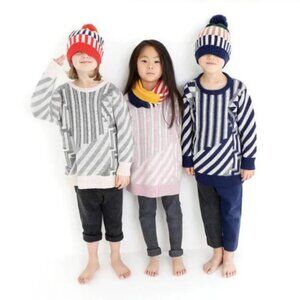 NEW Knit Planet Kids Grid Knit Merino Wool Plaid Snood Mustard/Indigo